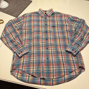 Faconnable Pastel Plaid Button Down Shirt sz S EUC